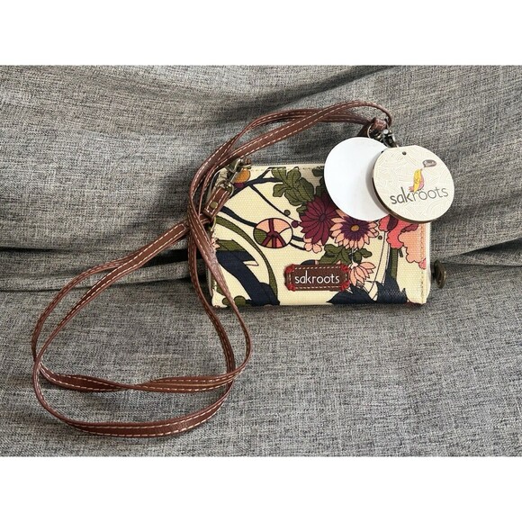 Sakroots Artists Circle Crossbody Purse Floral Wallet Shoulder Wristlet 105600 - Picture 1 of 9